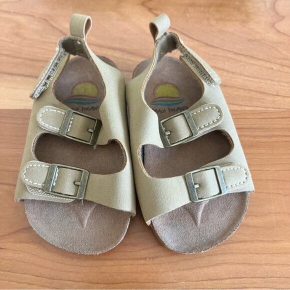 Maui Island Toddler Sandals In Tan Hook & Loop Straps Top & Back Size 2/3 - Picture 1 of 5